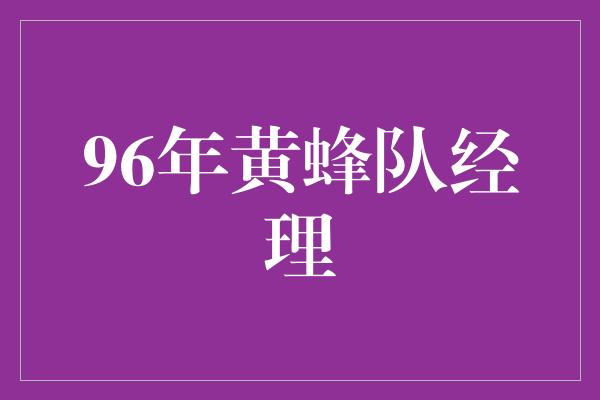 96年黄蜂队经理