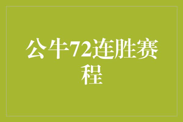 公牛72连胜赛程