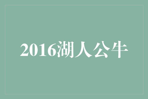 2016湖人公牛